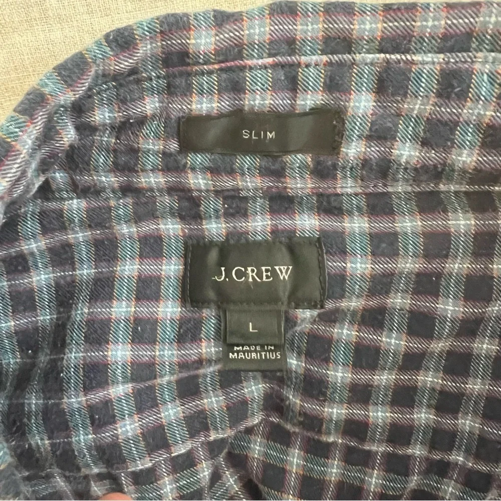 J. Crew Slim Men’s Blue and White Checkered Casual Button Down Shirt Size Large
